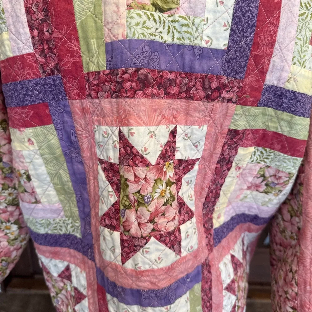 Pink and Purple Quilted Floral Jacket M/L - Picture 6 of 8